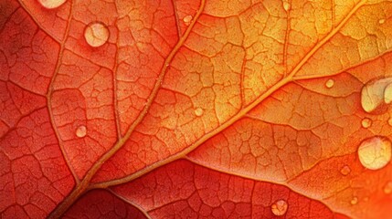 Fototapeta premium leaf with drops of morning dew, shining in the sunlight.