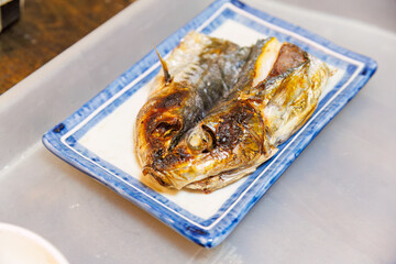 地元の海で穫れたムロアジ（アジ科）の干物
式根島の民宿の美味しい朝ごはん。

東京都伊豆諸島式根島-2024
