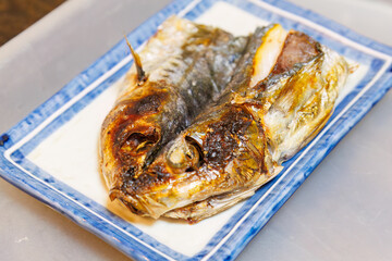 地元の海で穫れたムロアジ（アジ科）の干物
式根島の民宿の美味しい朝ごはん。

東京都伊豆諸島式根島-2024
