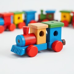 Colorful Wooden Toy Train Set for Children and Playtime Activities
