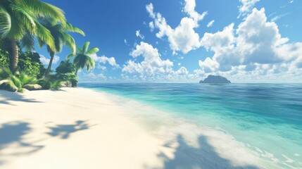 Naklejka premium 3D mesmerizing beach with bright white sand,