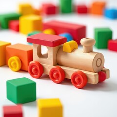 Colorful Wooden Toy Train Set for Children and Playtime Activities