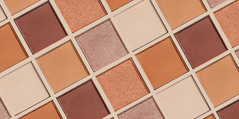 Cosmetics texture pattern, makeup palette vivid neutral color eye shadow, eye powder swatches...