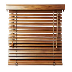 Adjustable Wooden Blinds with Metal Hardware Isolated on Transparent Background