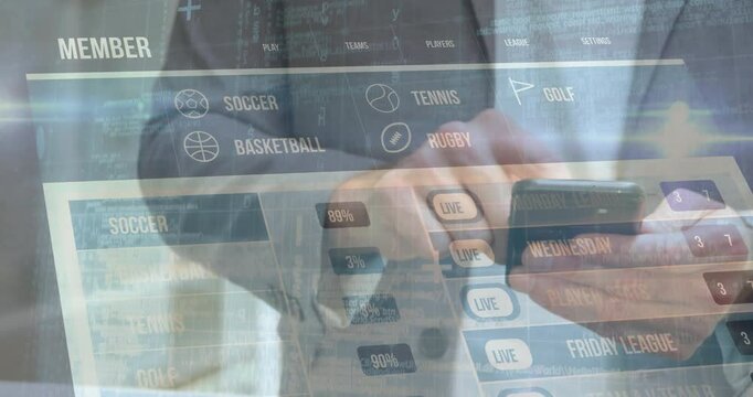 Interacting with sports betting animation, person exploring game options on screen - Powered by Adobe