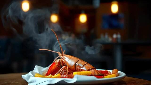 crawfish food on black background. Generative AI