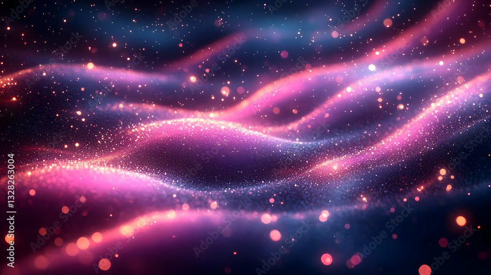 Poster abstract glowing particle waves