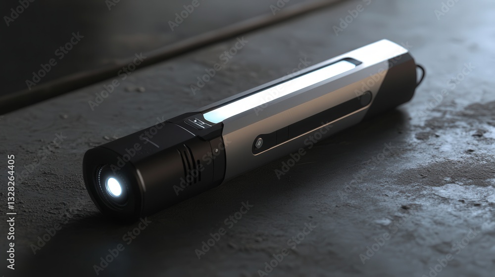 Aufkleber prototype of a 3-in-1 multi-tool that combines a flashlight, power bank, and bluetooth speaker.