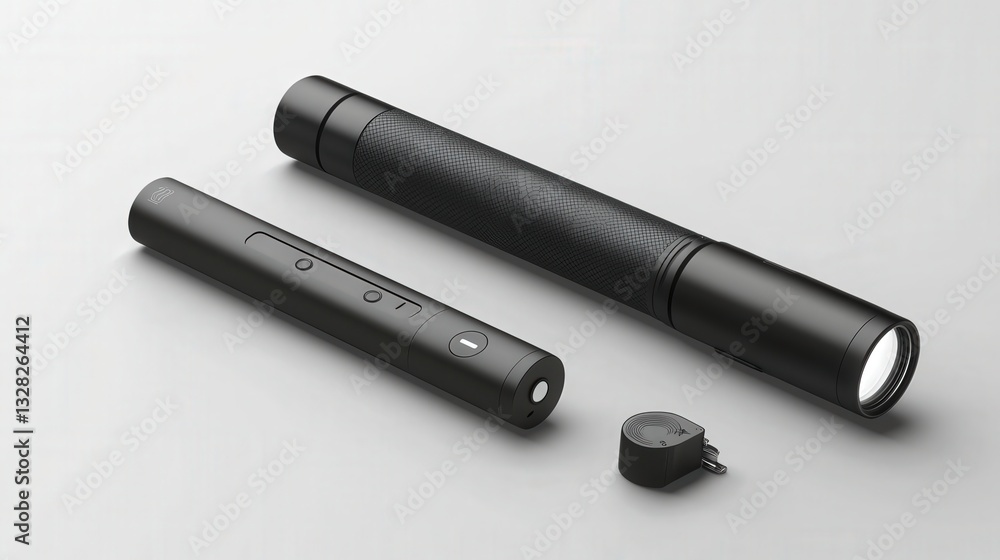 Aufkleber prototype of a 3-in-1 multi-tool that combines a flashlight, power bank, and bluetooth speaker.