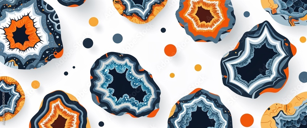 Poster geode pattern on white plain background digital abstract art work illustration design