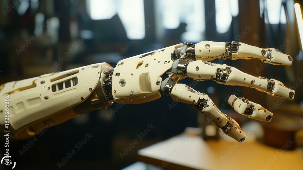 Aufkleber robotic arm prototype designed for precise, delicate tasks, such as working with fragile materials.