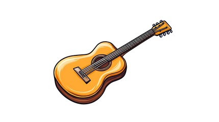 Vibrant Hand-Drawn Illustration of an Acoustic Guitar AI Generated