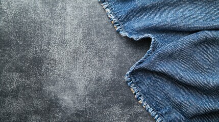Textured Denim Fabric on a Dark Background with Worn Edges and Subtle Patterns