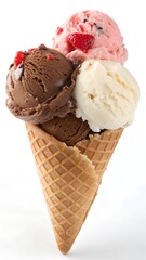 Premium Ice Cream Cone Collection on White Background