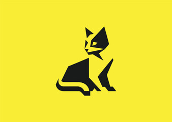 Geometric Cat Logo – A minimalist cat in geometric style, symbolizing elegance, independence, and curiosity. © PULO