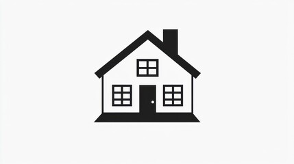 Simple House Icon, Black and White, Graphic Design, Minimalist Style, Stock Photo