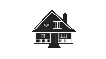 Simple Silhouette of a House, Rural Style, for Print