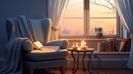 Fototapeta premium armchair books template