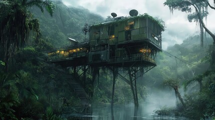 research station deep in the jungle studying rare pests.