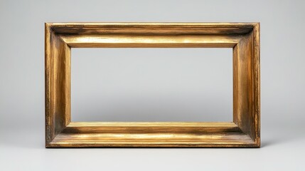 Artistic empty golden frame display studio photography minimalist front view creative concept