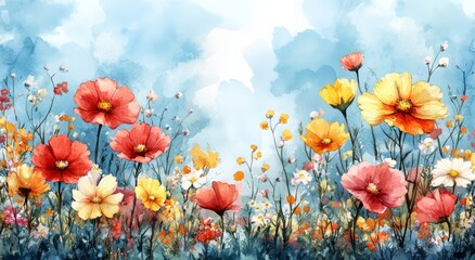 Obraz premium Watercolor Wildflower Garden