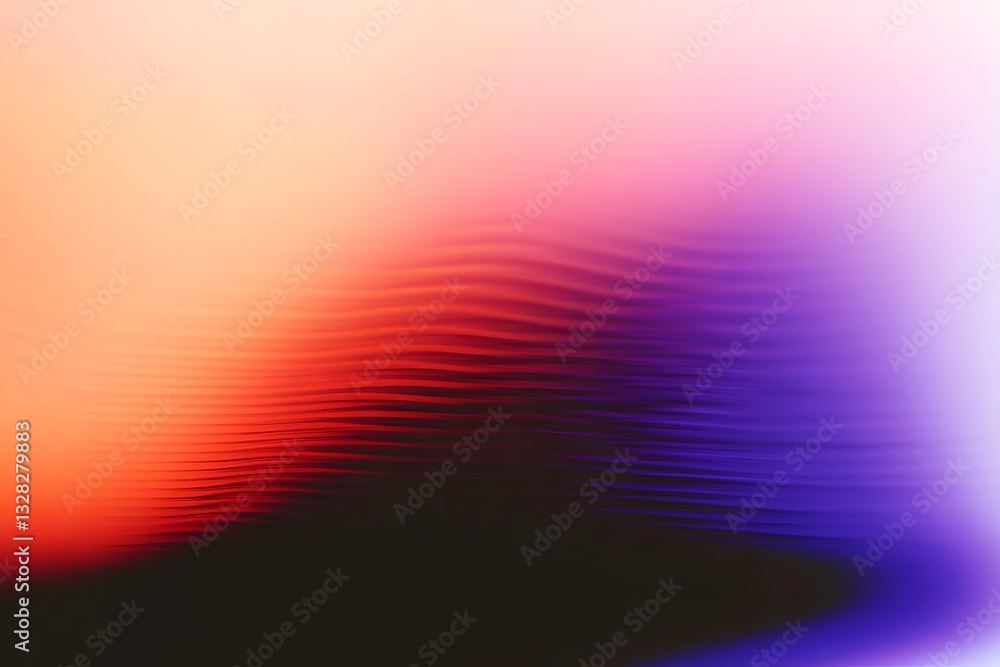 Poster abstract depiction of wavy multicolored gradients and darkened bottom section