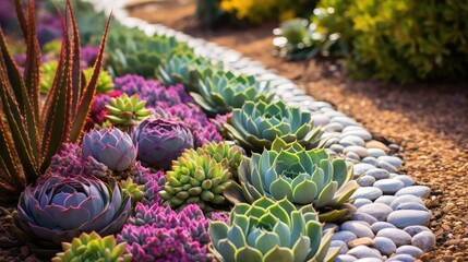 Fototapeta premium garden plants border succulent