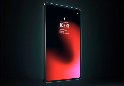 Floating Tablet Mockup with Glossy Screen Reflection