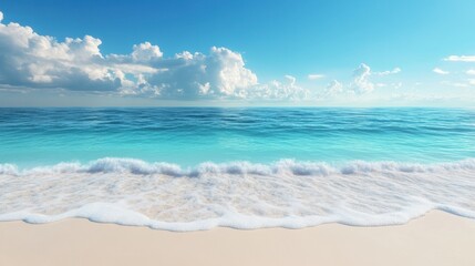 Fototapeta premium 3D serene beach with crystal-clear turquoise water,