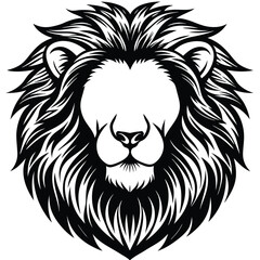 lion in black and white with blue eyes