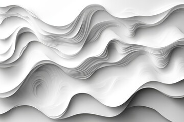 Abstract Waves: White Background with Gray Paper-cut Shapes for Creative Design.
