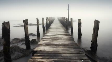 morning wooden pier