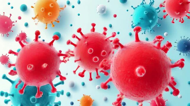 Colorful Abstract Representation of Viruses and Bacteria in Motion