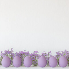 easter egg border with flowers and copy space 