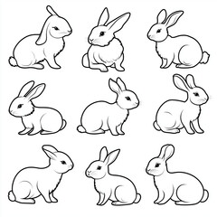 vector set of funny rabbits