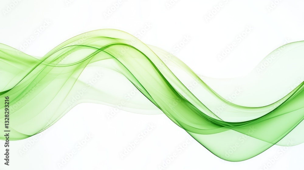 Poster abstract green waves: an elegant composition featuring fluid, abstract waves of green hues, creating