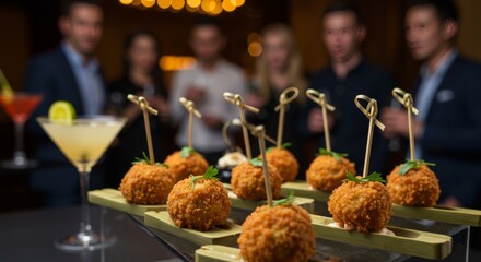 Delicious Fried Arancini Appetizers at Elegant Cocktail Party