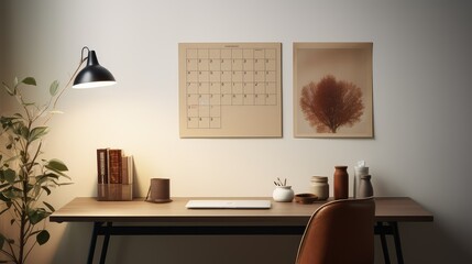 sleek desk with calendar