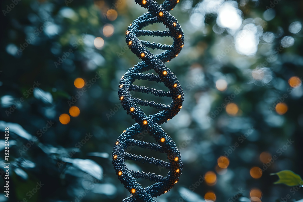 Poster abstract representation of a dna double helix structure against bokeh background