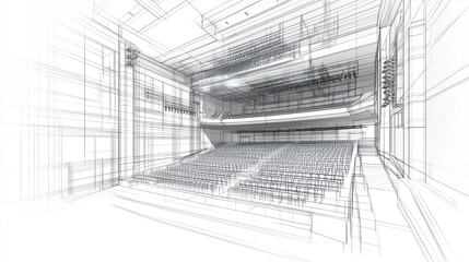 Architectural sketch of a theater interior