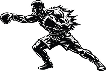Obraz premium Vector silhouette of boxing