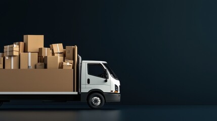 Delivery Truck Loaded with Boxes on Urban Street Ready for Transport