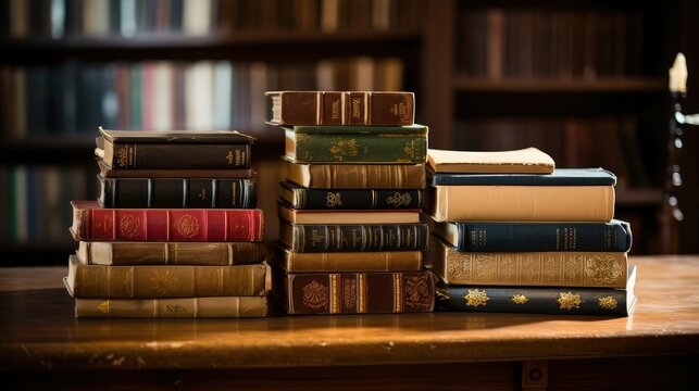 stack bibles on table