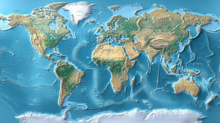 Detailed world map with elevation