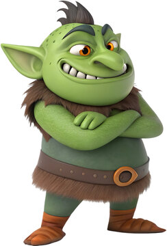 The terrifying troll character is large, ugly, and ferocious, with fierce features and dark powers. 