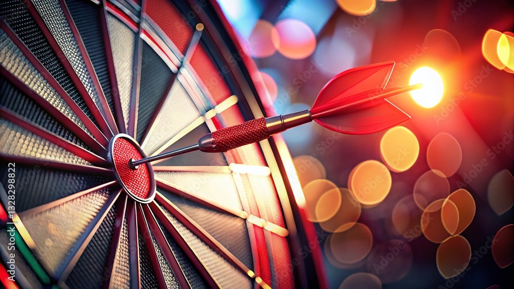 Poster red dartboard game set with copy space - aim for success