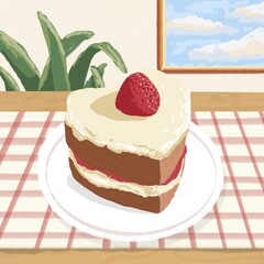 food, dessert, sweet, beverage, birthday, celebration, illustration, cherry, berry, valentines, romantic, pink, birthday cake, ice cream, gourmet, coffee, glass, ice, drink, cocktail, cup, cold