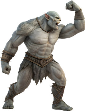 The terrifying troll character is large, ugly, and ferocious, with fierce features and dark powers. 
