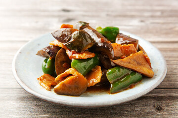 茄子と豚バラの味噌炒め