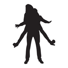 Silhouette of a couple in a romantic pose.
